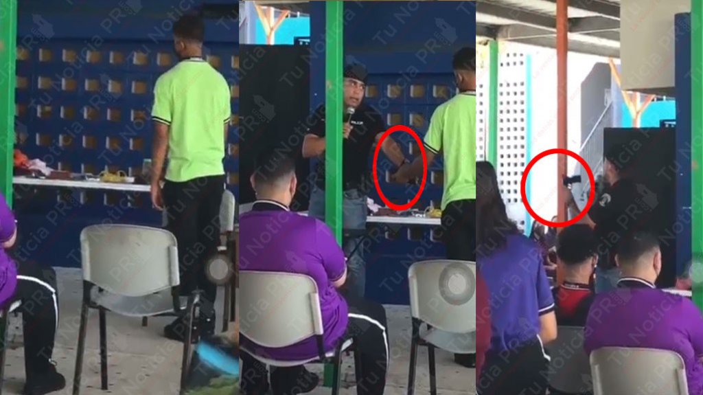  Polic&iacute;a municipal de Guaynabo aclara que video que corre en las redes donde un estudiante entrega un arma es parte de la conferencia 