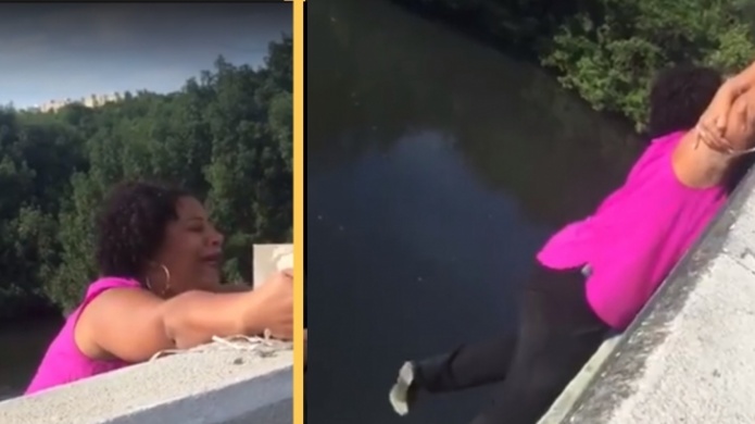 Video: Mujer intenta suicidarse lanzÃ¡ndose de un puente 