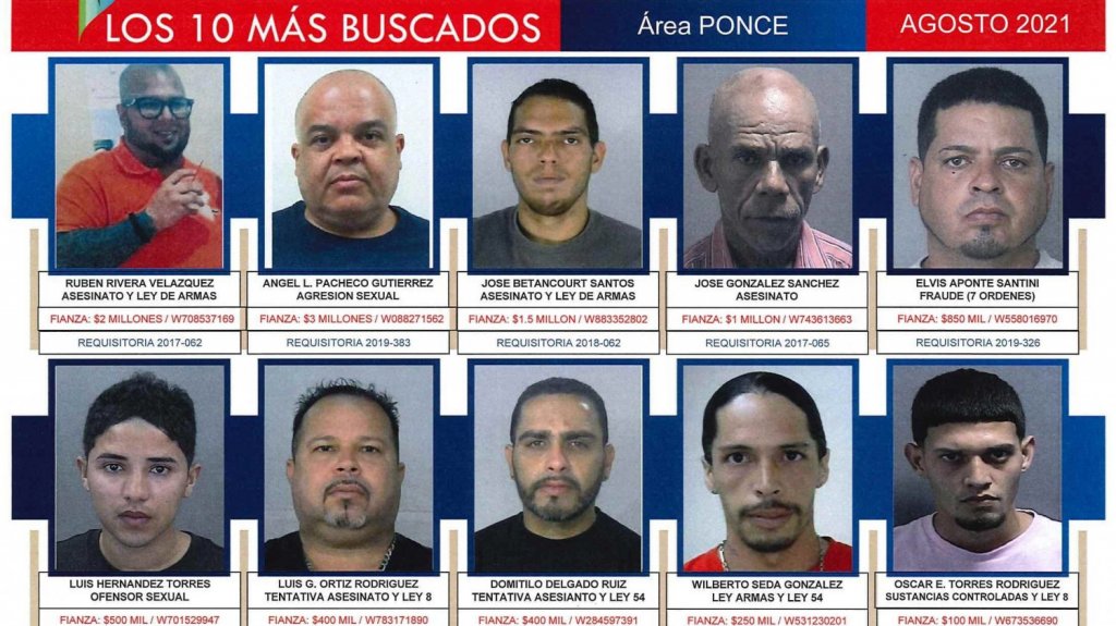  Polic&iacute;a da a conocer el listado de los criminales m&aacute;s buscados del &aacute;rea de Ponce 