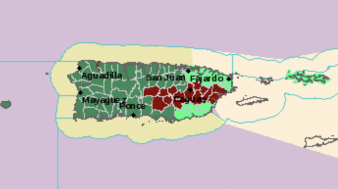 Toda la isla estÃ¡ bajo vigilancia de inundaciones repentinas hasta el miÃ©rcoles 