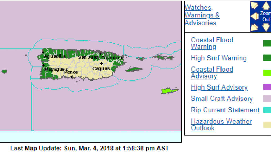  El evento de marejadas apenas comienza a trav&eacute;s de las islas; hay varias advertencias en vigor 
