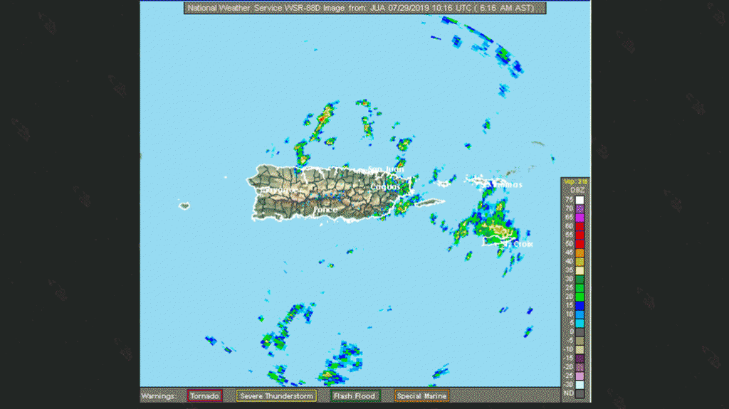  Resumen del estado del tiempo para Puerto Rico del lunes, 29 de julio de 2019. 
