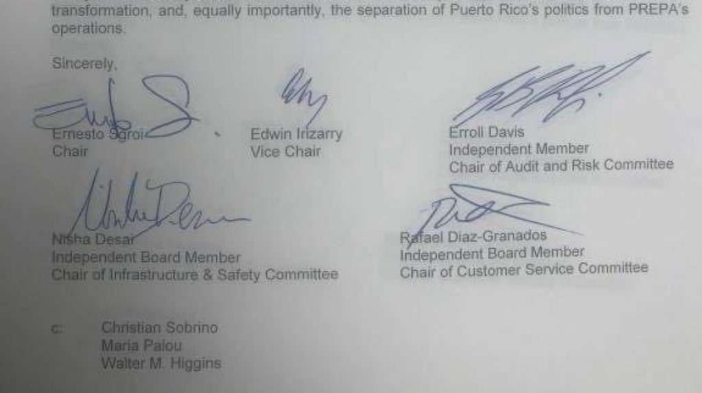  Bajo el alegato de que los pol&iacute;ticos quieren controlar a la AEE, renuncia la mayor&iacute;a de la junta de gobierno 