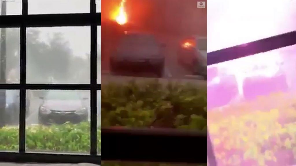  Video: Mujer en Florida capta momento exacto en que cae un rayo durante tremendo aguacero 