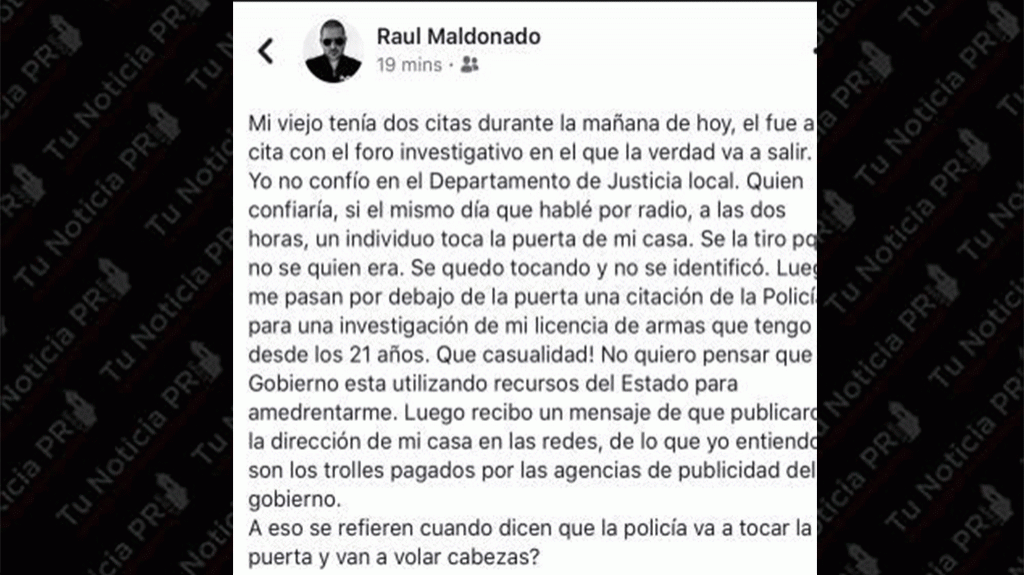  “Raulie” Maldonado dice gobierno tomó represalias en su contra 