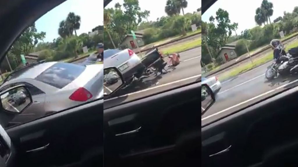  Video: Conductor &ldquo;Agitao&rdquo; en la Florida estrella su auto contra un motociclista&nbsp; 