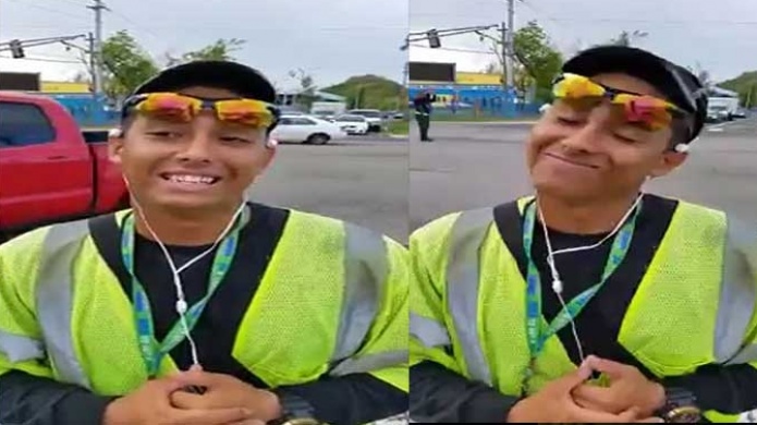 Video: Joven de 19 aÃ±os que acude todos los dÃ­as a dar trÃ¡nsito en semÃ¡foro de ManatÃ­ 