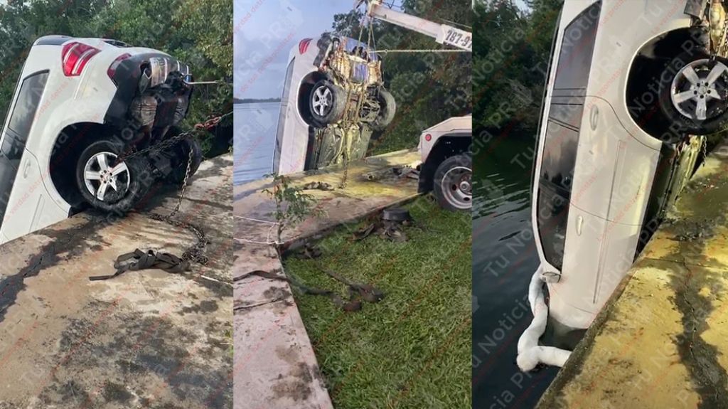  Video: Momento en que sacan la guagua de pareja de ancianos, que muri&oacute; al caer en laguna de Carolina. 