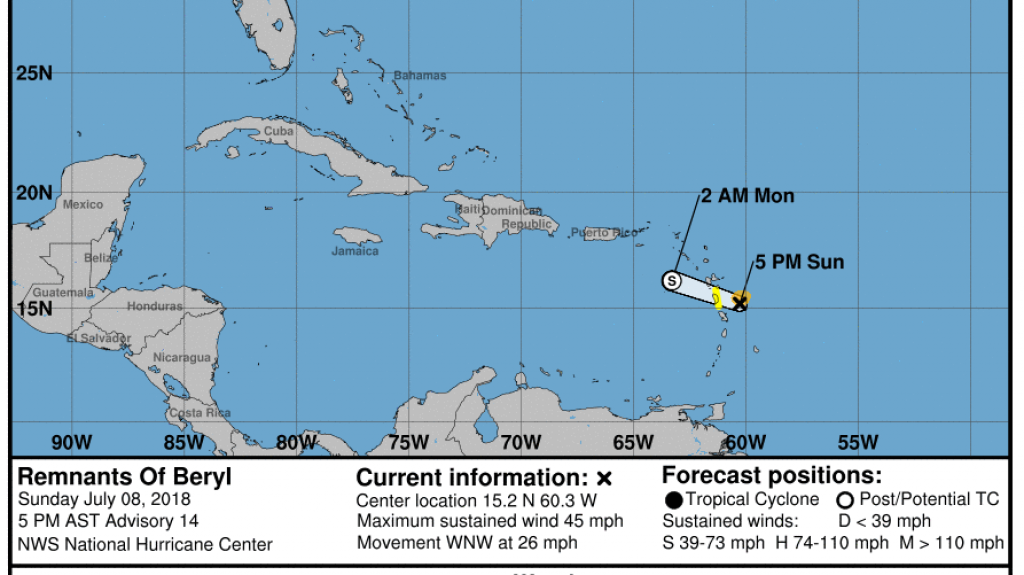 Beryl pierde su clasificaci&oacute;n como cicl&oacute;n, pero mantiene fuertes vientos y lluvias 