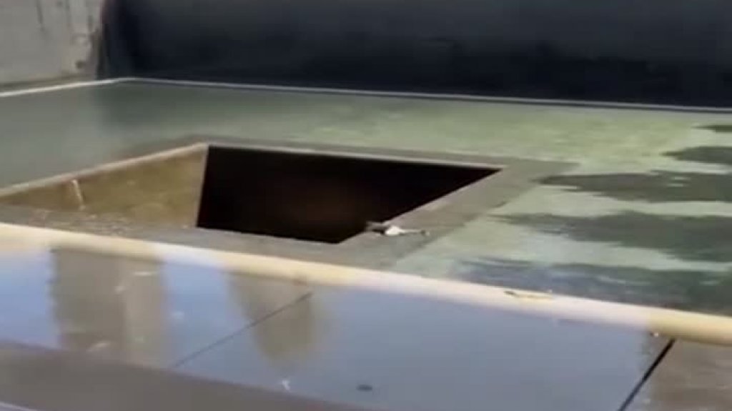  Video del momento en que hombre en New York entra al monumento del 911 y se lanza de una de las piscinas 