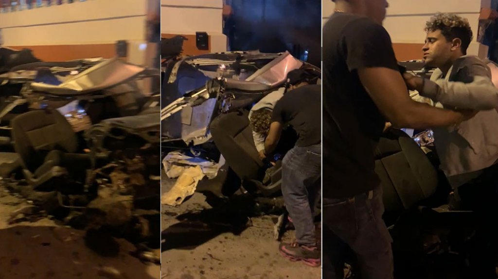  Video: Su auto se partió por la mitad y el sale caminando 