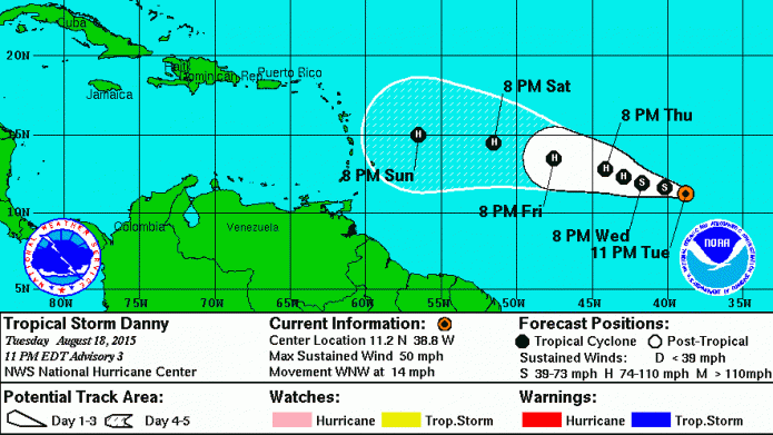 Danny se fortalece. Promete ser huracÃ¡n antes de llegar al Caribe