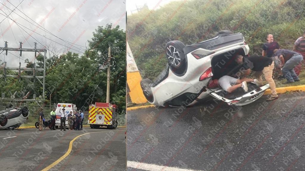  Ciudadanos rescatan conductora que se volc&oacute; en Mayag&uuml;ez 