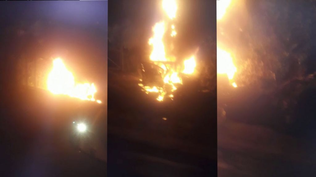  En video momento en que auto en que muri&oacute; una pareja estaba prendido en fuego en San Juan 