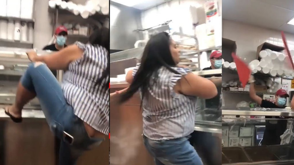  Video: A “cantazo limpio” una cliente y un empleado de un “Fast Food” 