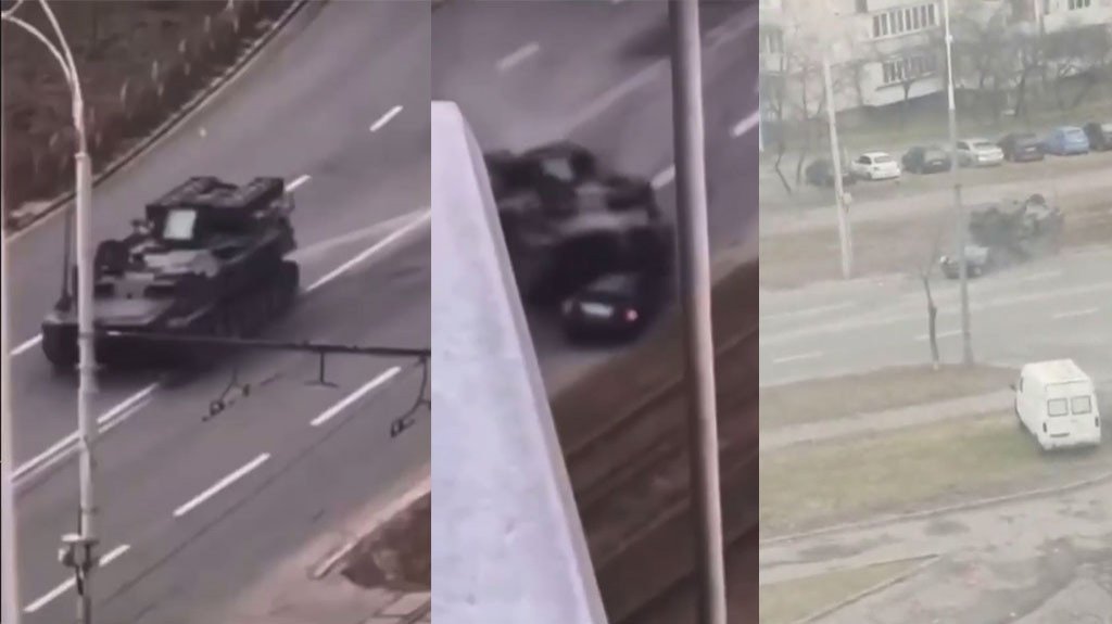  Horrible Video: Momento en que tanque Ruso pasa sobre un veh&iacute;culo civil 