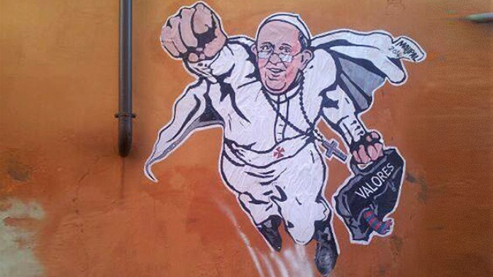 El Vaticano difunde un grafiti del 'superpapa' Francisco