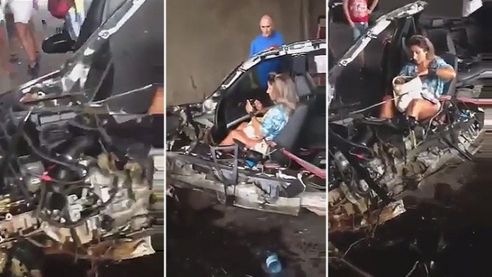 Video: El auto se partiÃ³ en dos, pero ella quedÃ³ intacta