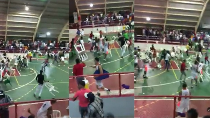 Video: Â¡Tremendo MotÃ­n! A "sillazo limpio" termina juego de baloncesto en RepÃºblica Dominicana 