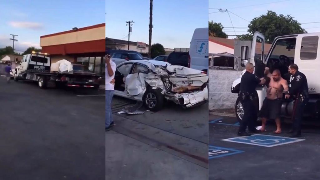  En video momento en que un chofer de Gr&uacute;a &ldquo;Borracho se lleva medio mundo enredaoo&rdquo; 