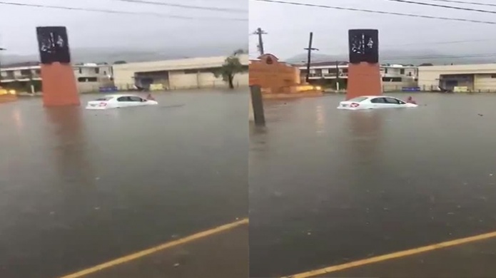 Video: VehÃ­culo queda flotando en carretera de Patillas 