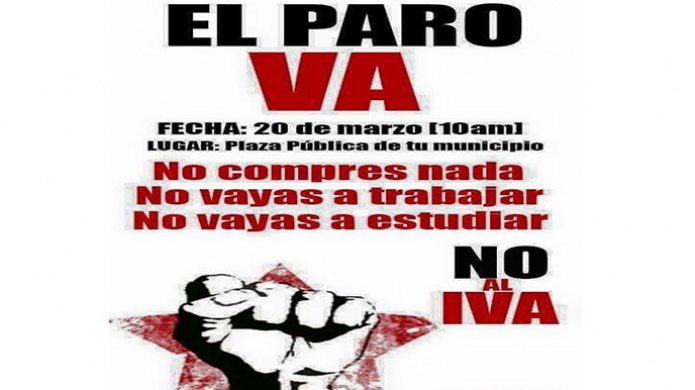 Convocan a Paro Nacional contra el IVA