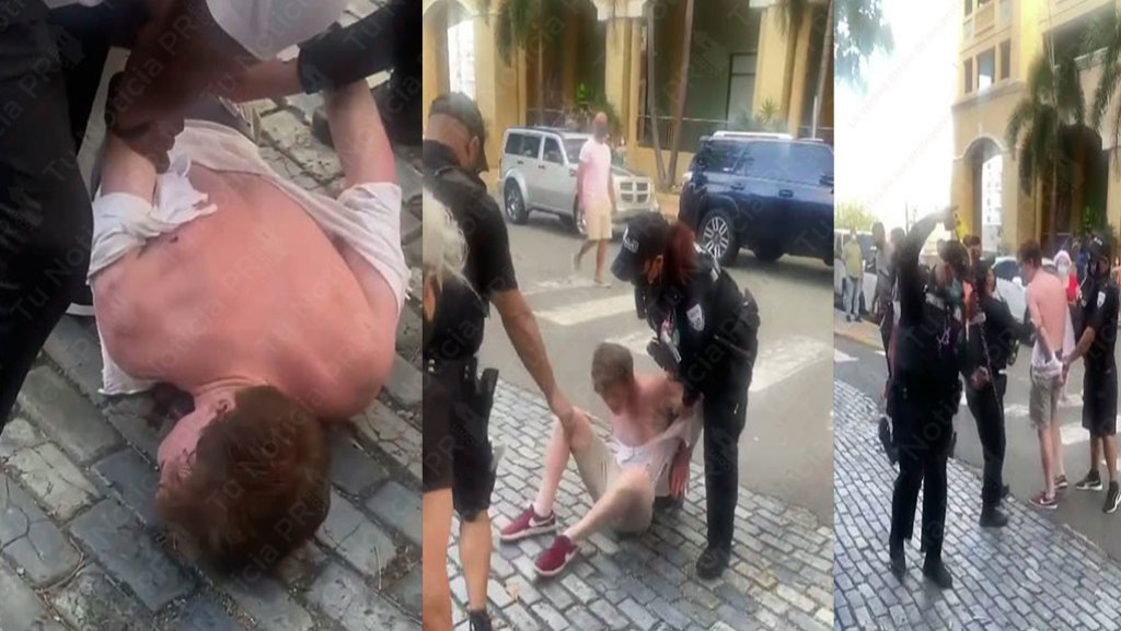  En video momento que municipales arrestan a Turista &ldquo;Borracho&rdquo; y problem&aacute;tico en Viejo San Juan 