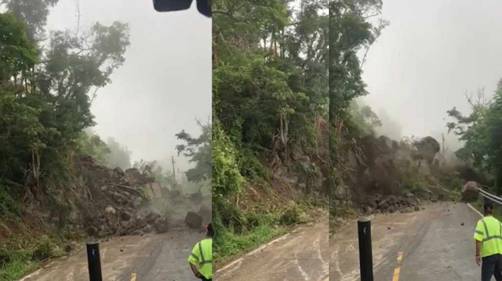  Video: Trabajaban hoy s&aacute;bado en una carretera de Aibonito cuando &ldquo;por poco mueren enterrados&rdquo; por un derrumbe 
