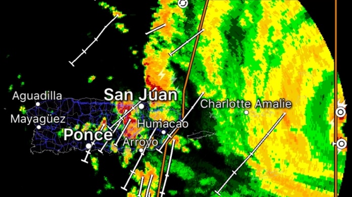 Tiempo tormentoso a travÃ©s de la mitad este de Puerto Rico, rumbo a municipios del centro-norte.