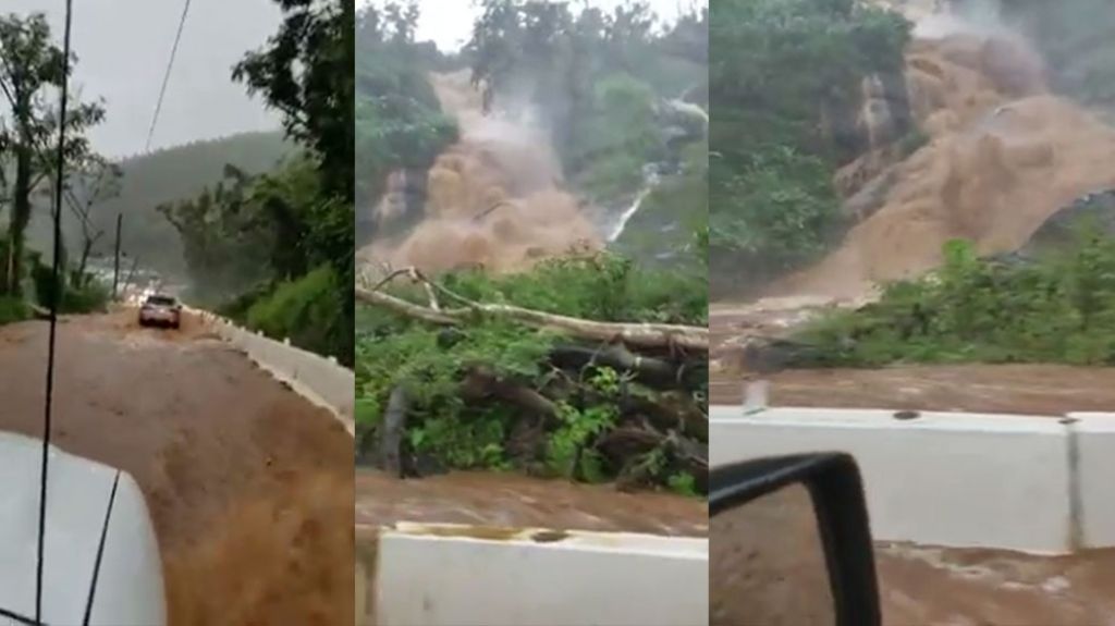  Video: Aguaceros causan impresionante Cascada en Orocovis 