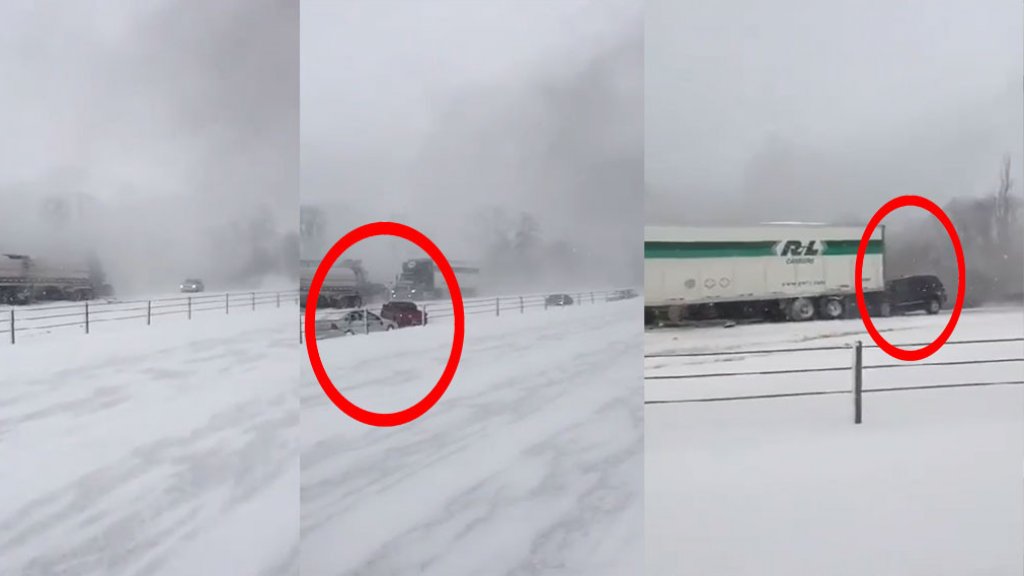  En video violentos accidentes por nevada en Estados Unidos 