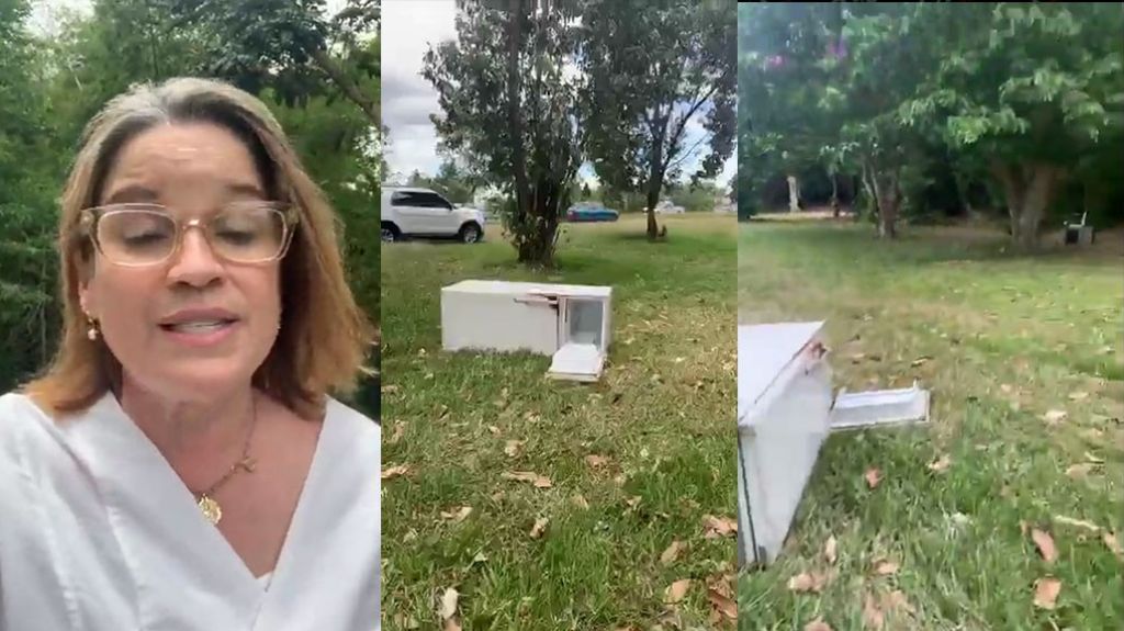  Video: Molesta Yulin porque ciudadanos lanzaron nevera, estufas y basura cerca del expreso Las Am&eacute;ricas 