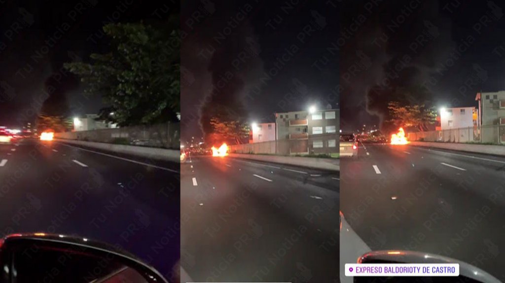  Video: Se incendia veh&iacute;culo esta noche en la Baldorioty 