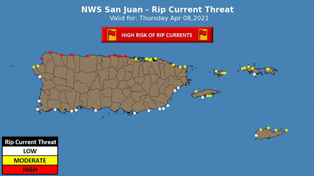  Riesgo alto de corrientes marinas para las playas este jueves 