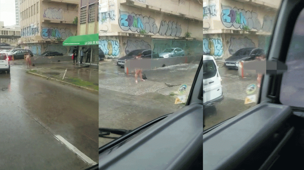  Video: Arrestan en Rio Piedras mujer que bailaba desnuda ayer bajo la lluvia 
