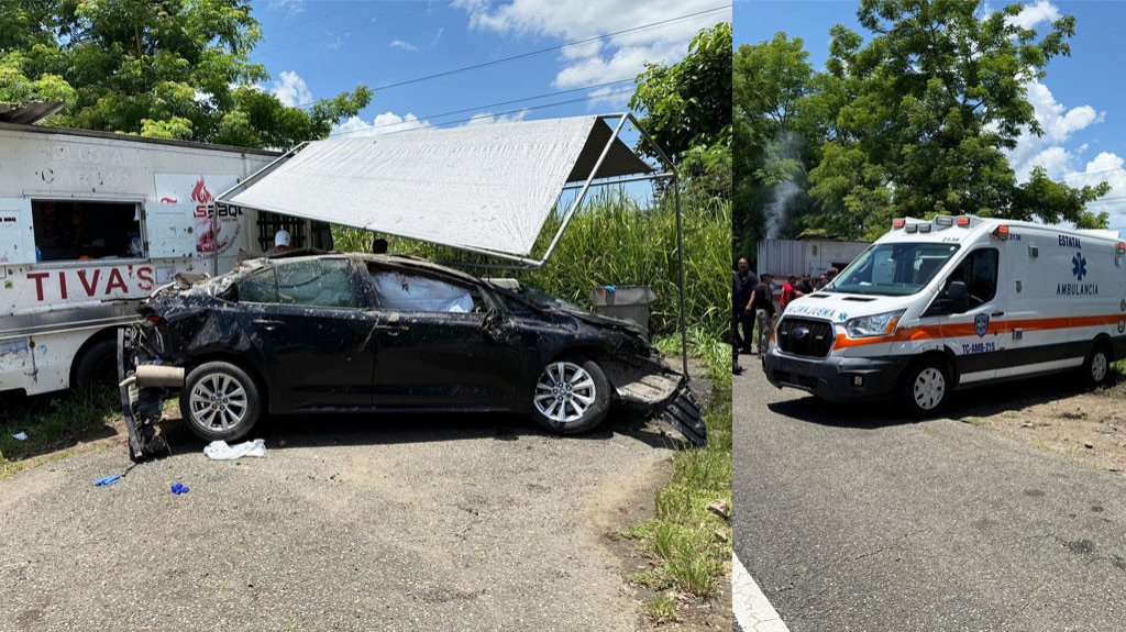 Conductor pierde control y atropella clientes en negocio de pollos en Aguada 