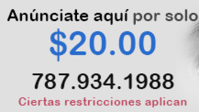 AnÃºnciate aquÃ­  por solo $20.00