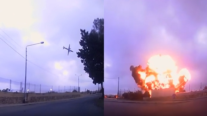 Video: asÃ­ fue el instante en que un aviÃ³n en Malta se estrellÃ³ contra el suelo