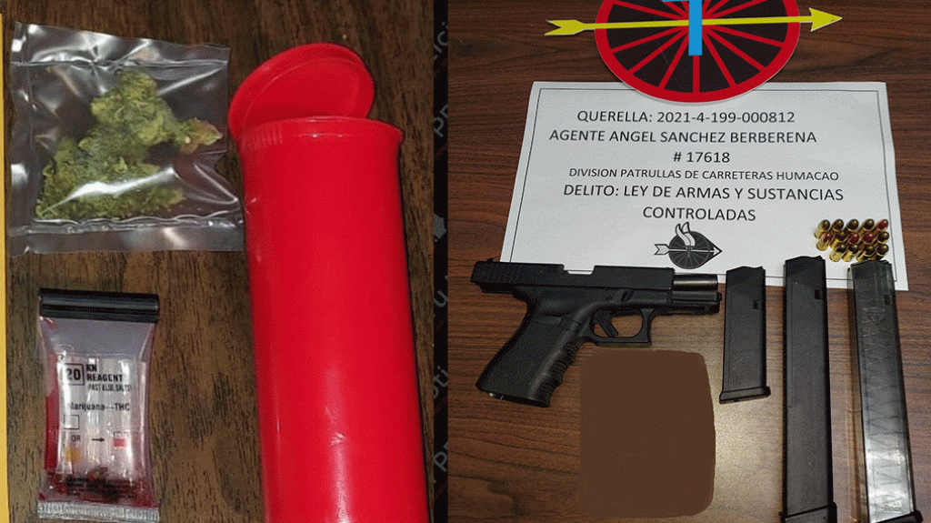  Dos arrestados con marihuana y una pistola durante intervenci&oacute;n de transito en Las Piedras 
