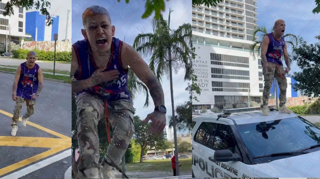  Video: Un Boricua descontrolado en Florida destruye una patrulla de polic&iacute;a 