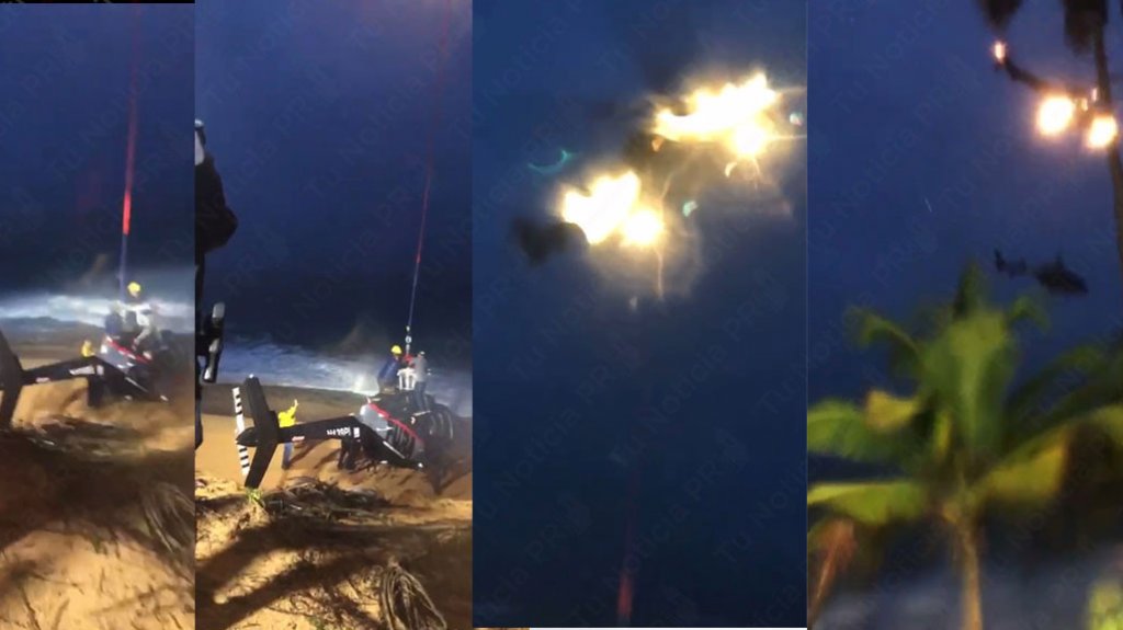  Video: Con otro Helic&oacute;ptero rescatan Helic&oacute;ptero de FURA que qued&oacute; a la orilla del mar en Pi&ntilde;ones 