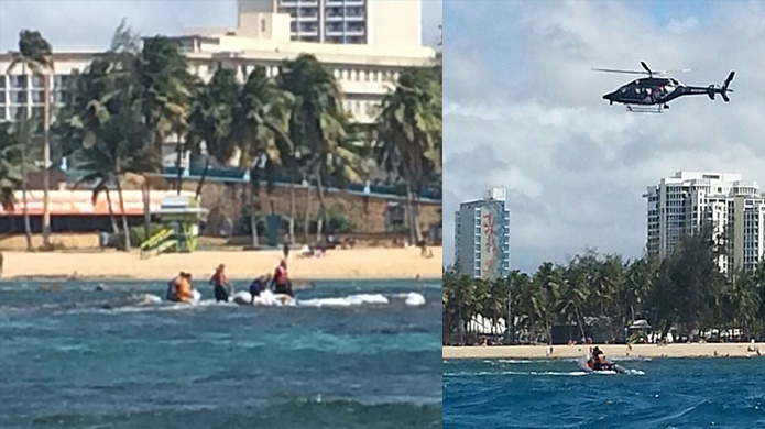 Video: Espectacular rescate en playa del EscambrÃ³n por policÃ­as municipales y agentes de Fura
