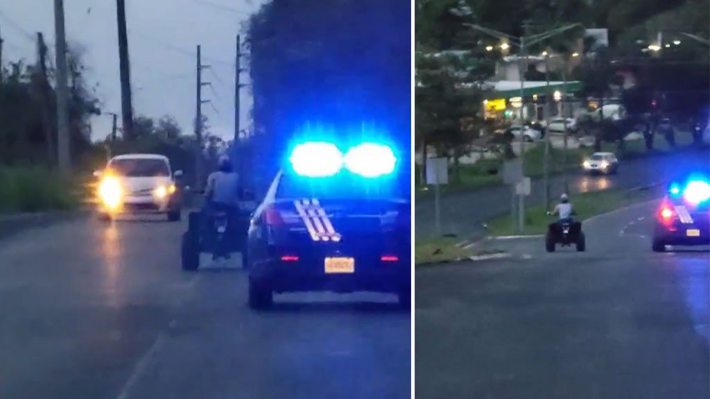  Captan en video persecuci&oacute;n policiaca a &ldquo;Four Track&rdquo; en Manat&iacute; 