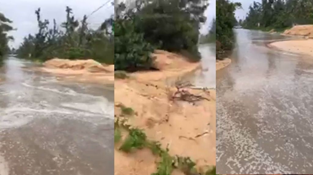  Video: Vea la inundaci&oacute;n de la carretea 187 en Pi&ntilde;ones luego que el mar entro a esta &aacute;rea 