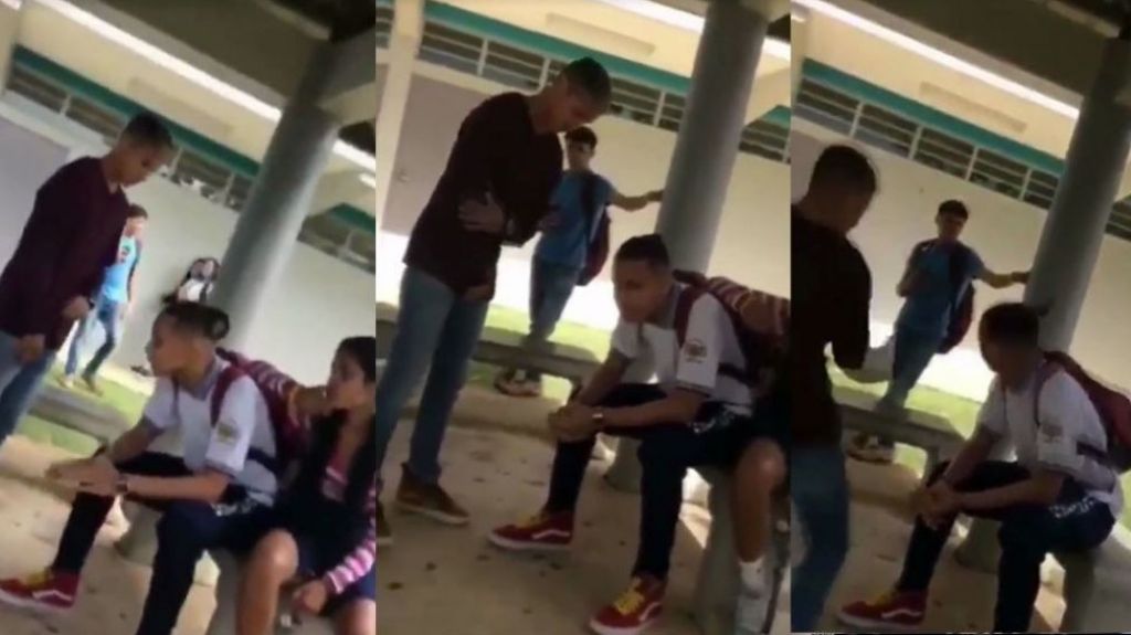  En video como un estudiante de escuela pública le da en la cara a otro que no quería problemas 