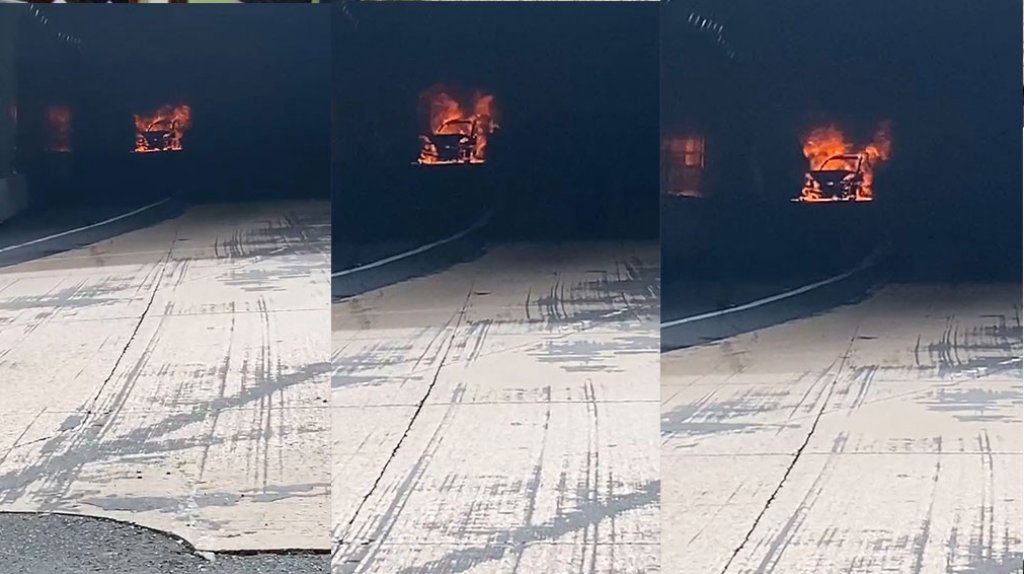  Video: Se incendia veh&iacute;culo dentro del t&uacute;nel minillas 