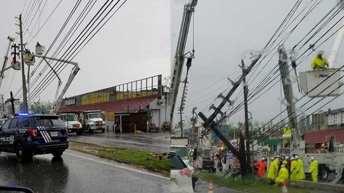  Trabajadores de compaÃ±Ã­a de luz de la Florida continuaron trabajando bajo intensos aguaceros 
