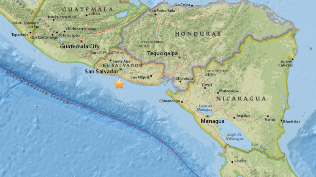  Un sismo de 5,1 se registra cerca de la costa de El Salvador 