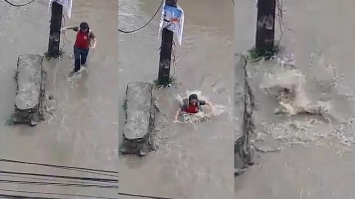 VIDEO: Una joven cae por una alcantarilla y reaparece 20 metros mÃ¡s adelante