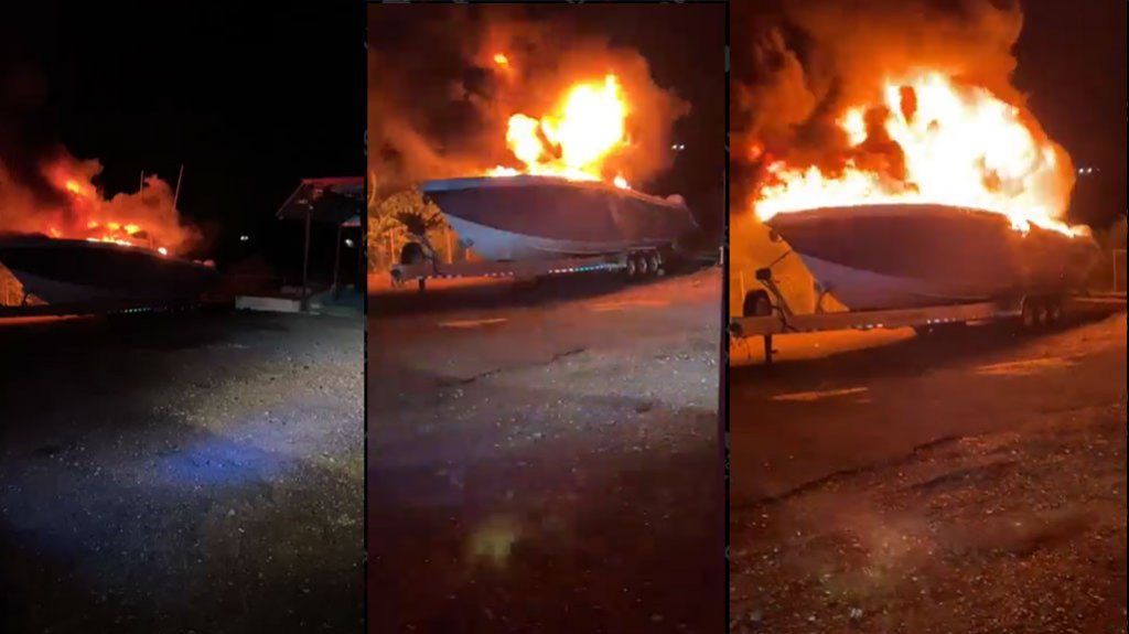  Video: Le prenden fuego a un bote nuevo en Hatillo, llegan los bomberos y se van por que no ten&iacute;an agua 